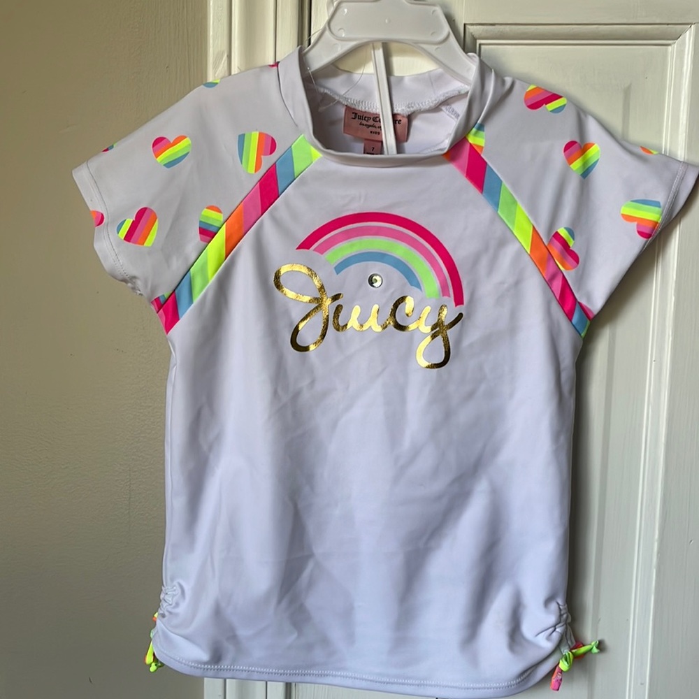 Juicy Couture 3 piece set. Little girls swim suit, with charm. Size 7